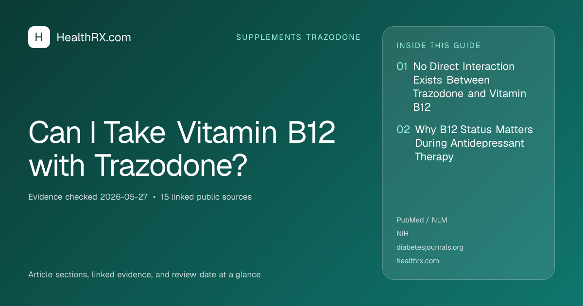 Evidence overview for supplements trazodone: Can I Take Vitamin B12 with Trazodone?