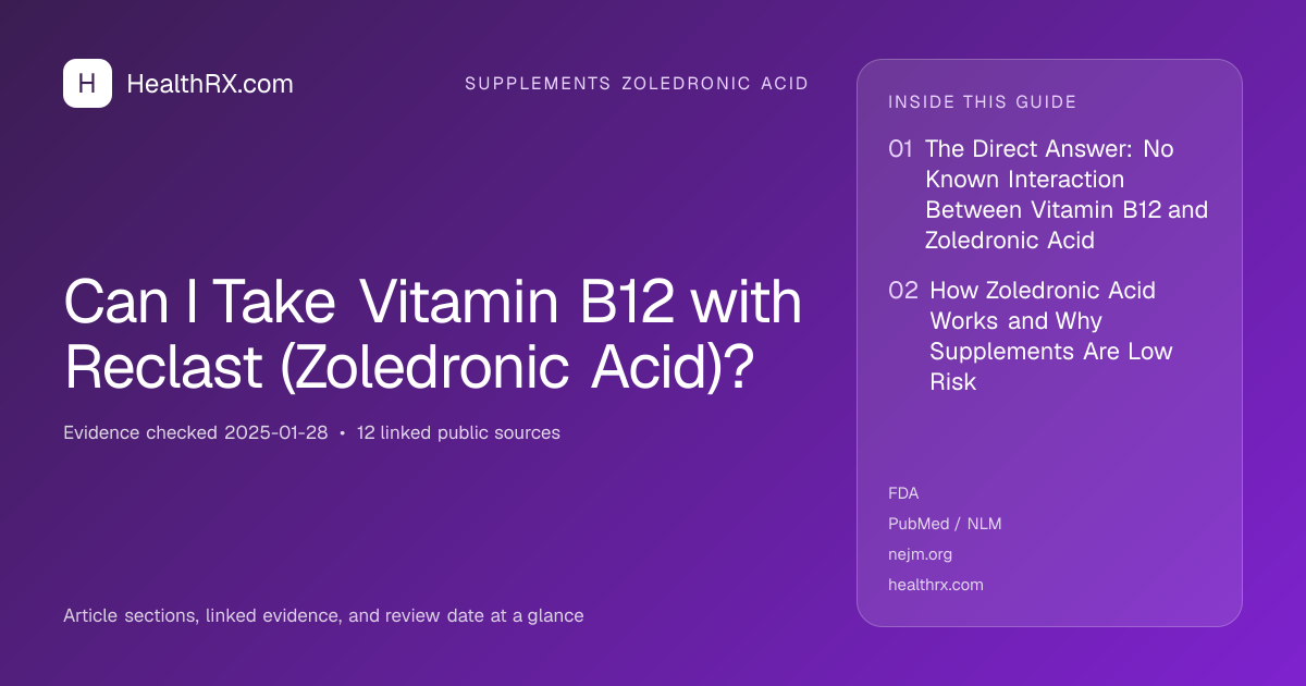 Evidence overview for supplements zoledronic acid: Can I Take Vitamin B12 with Reclast (Zoledronic Acid)?
