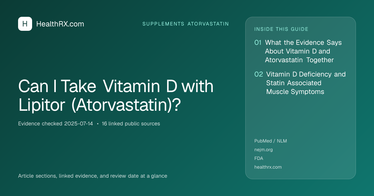 Evidence overview for supplements atorvastatin: Can I Take Vitamin D with Lipitor (Atorvastatin)?