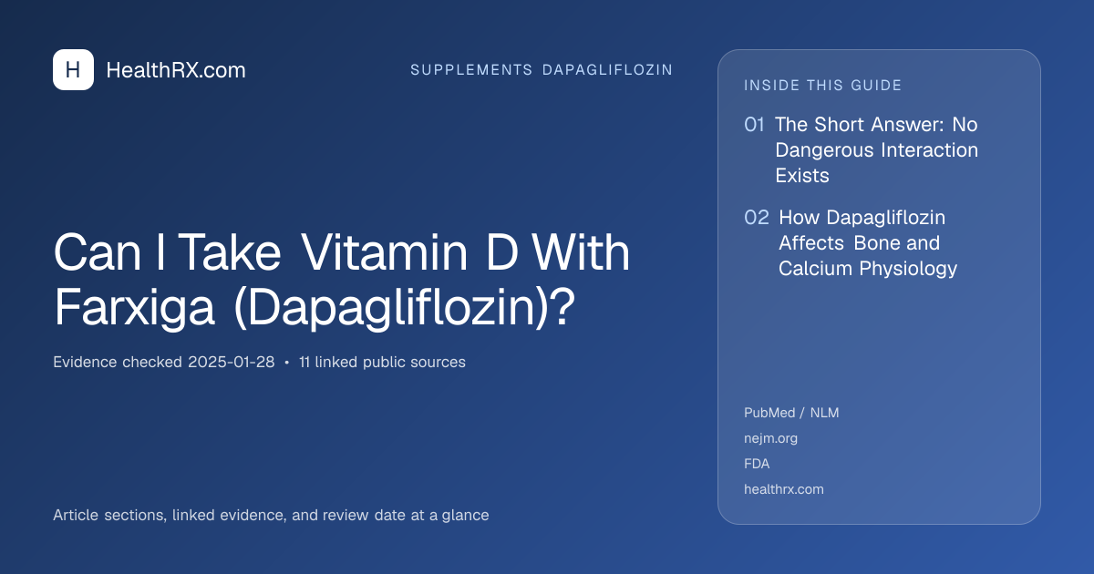 Evidence overview for supplements dapagliflozin: Can I Take Vitamin D With Farxiga (Dapagliflozin)?