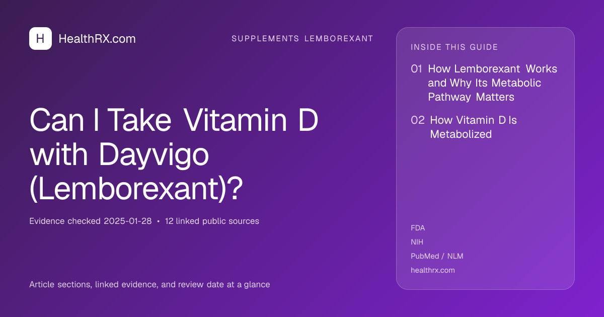 Evidence overview for supplements lemborexant: Can I Take Vitamin D with Dayvigo (Lemborexant)?