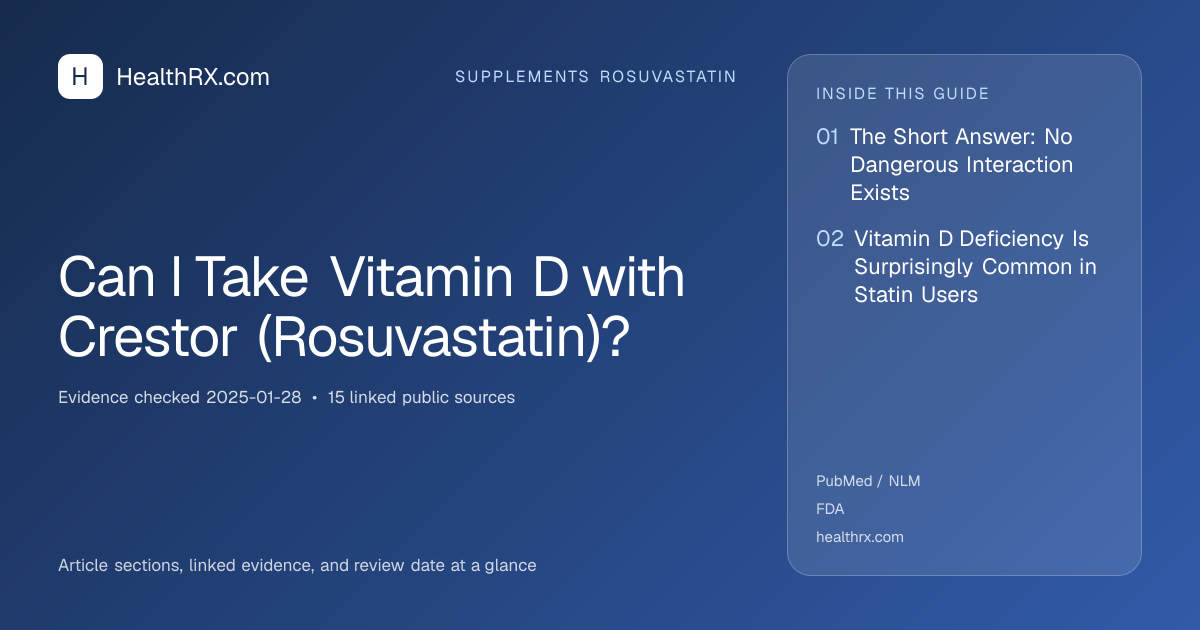 Evidence overview for supplements rosuvastatin: Can I Take Vitamin D with Crestor (Rosuvastatin)?