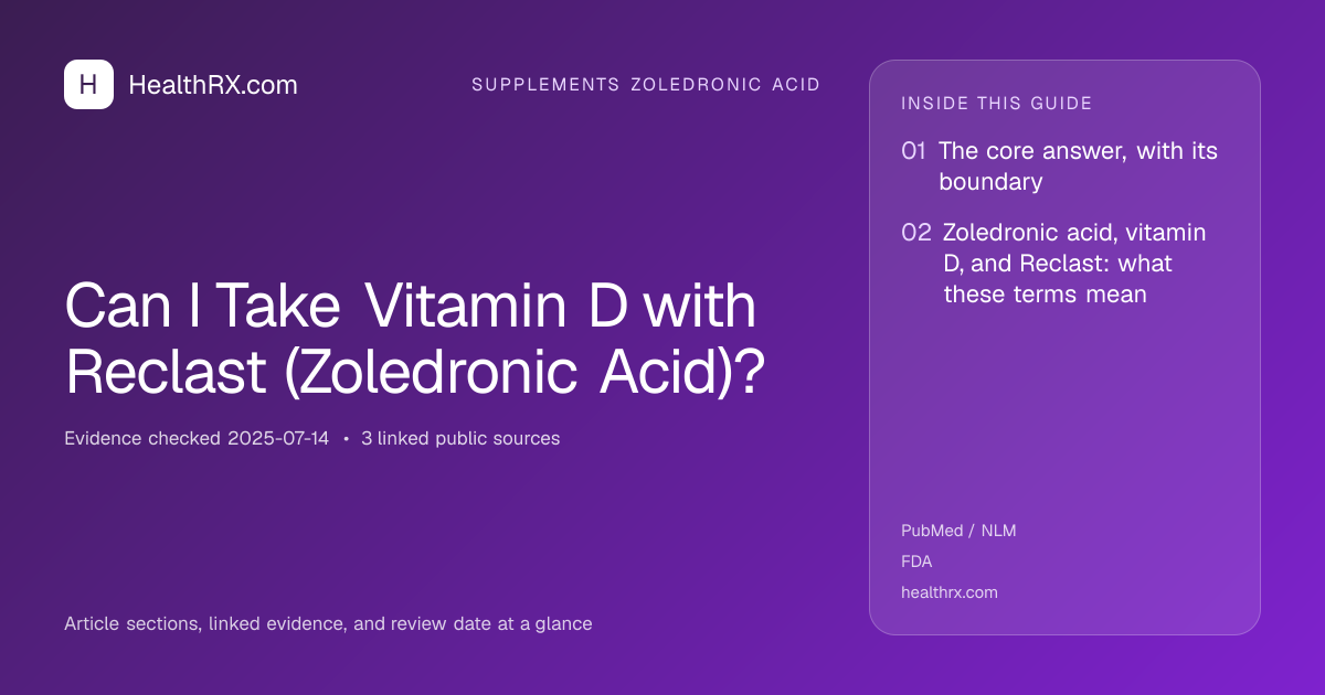 Evidence overview for supplements zoledronic acid: Can I Take Vitamin D with Reclast (Zoledronic Acid)?