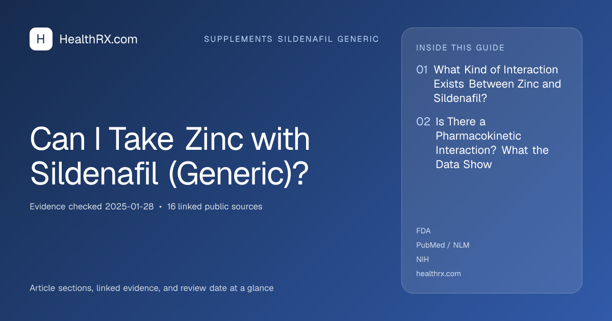 Evidence overview for supplements sildenafil generic: Can I Take Zinc with Sildenafil (Generic)?