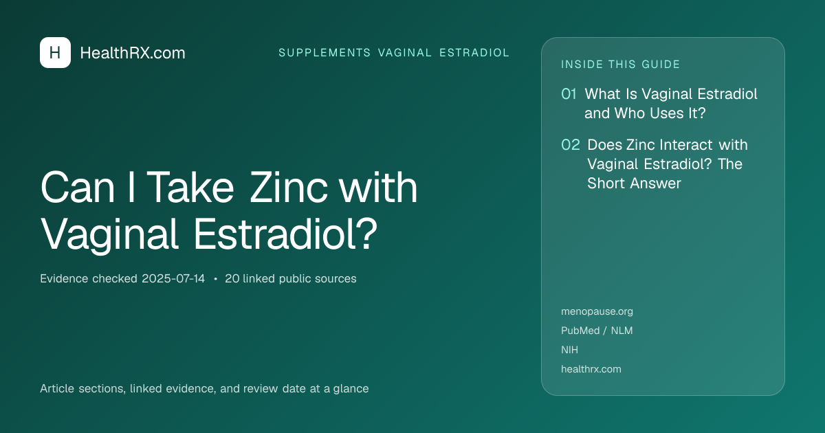 Evidence overview for Can I Take Zinc with Vaginal Estradiol?