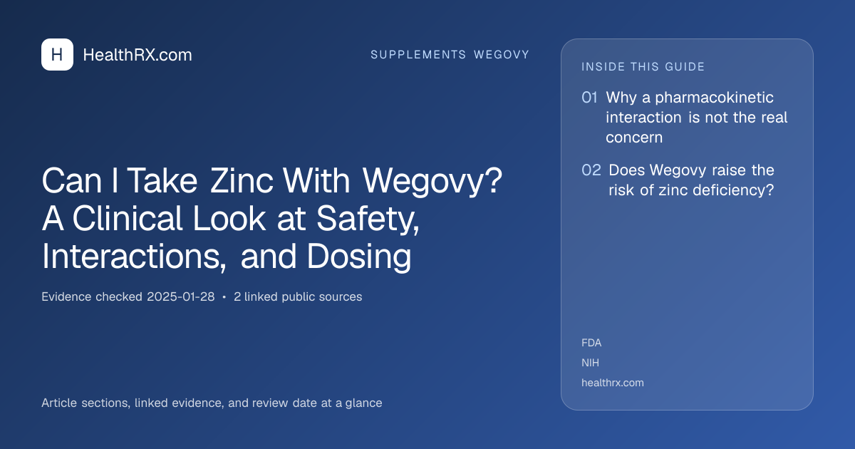 Evidence overview for Can I Take Zinc With Wegovy? A Clinical Look at Safety, Interactions, and Dosing