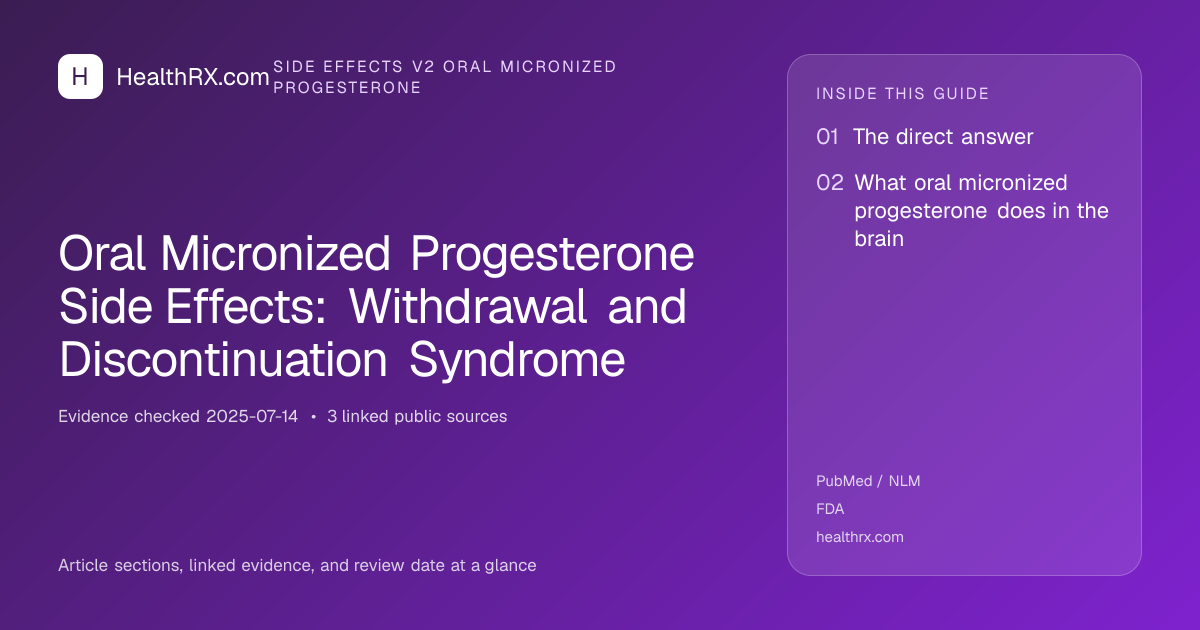 Evidence overview for Oral Micronized Progesterone Side Effects: Withdrawal and Discontinuation Syndrome