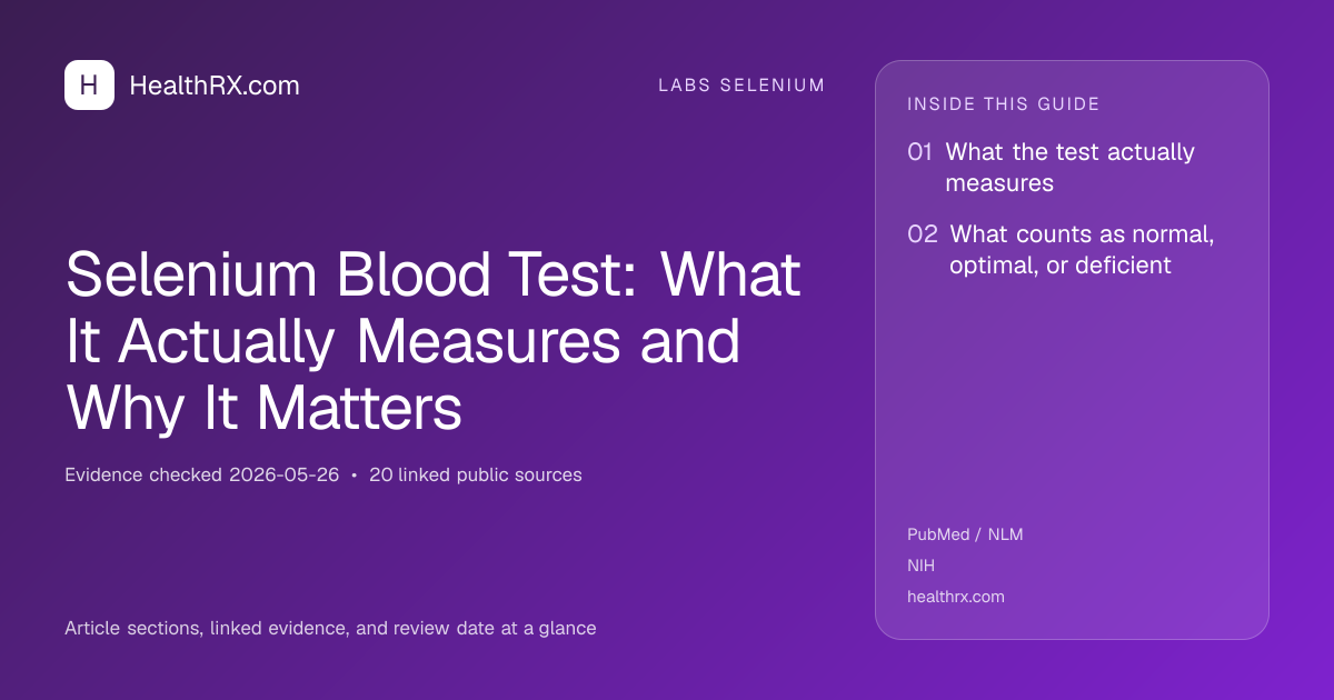 Evidence overview for Selenium Blood Test: What It Actually Measures and Why It Matters