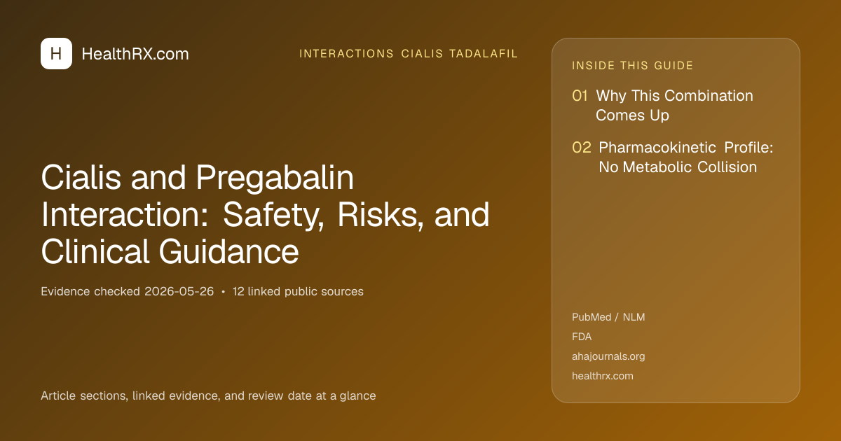 Evidence overview for Cialis and Pregabalin Interaction: Safety, Risks, and Clinical Guidance