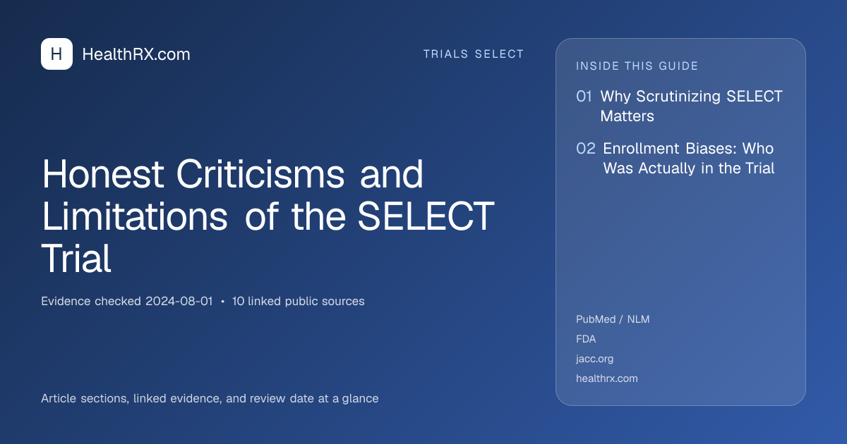 Evidence overview for Honest Criticisms and Limitations of the SELECT Trial