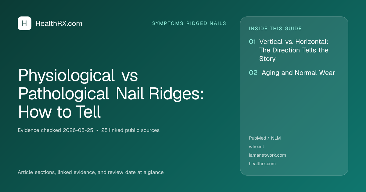 Evidence overview for symptoms ridged nails: Physiological vs Pathological Nail Ridges: How to Tell