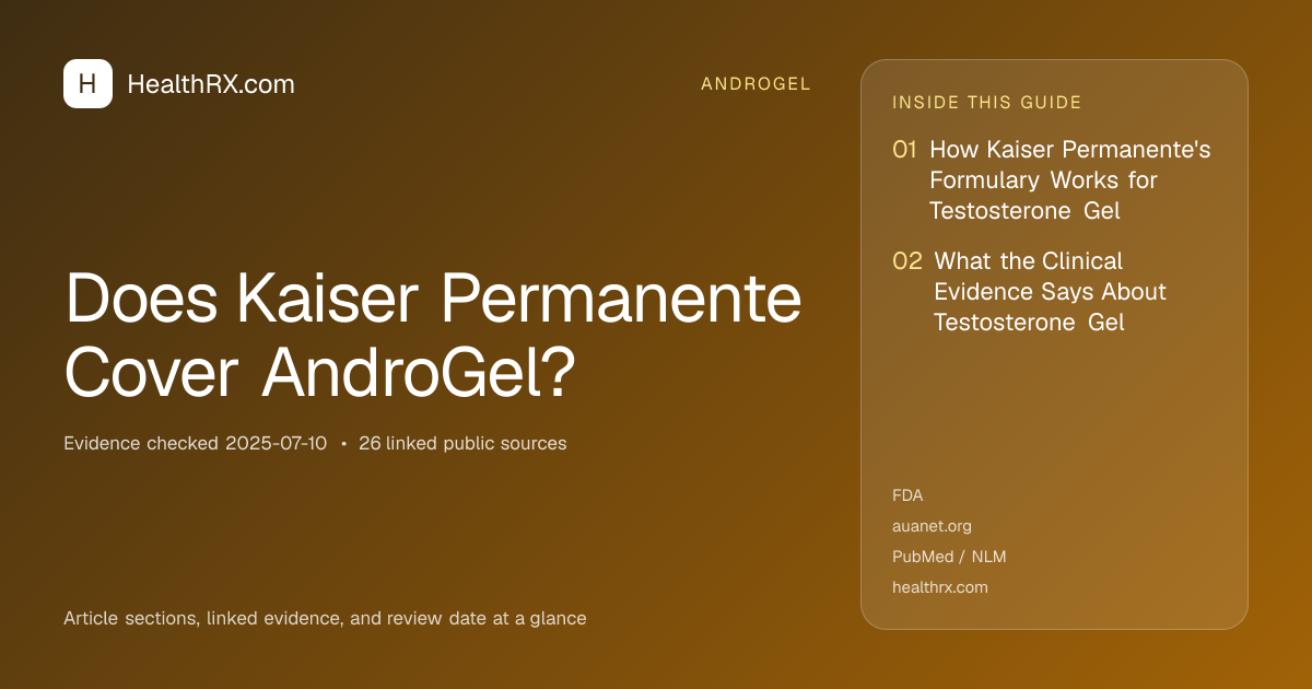 Evidence overview for Does Kaiser Permanente Cover AndroGel?
