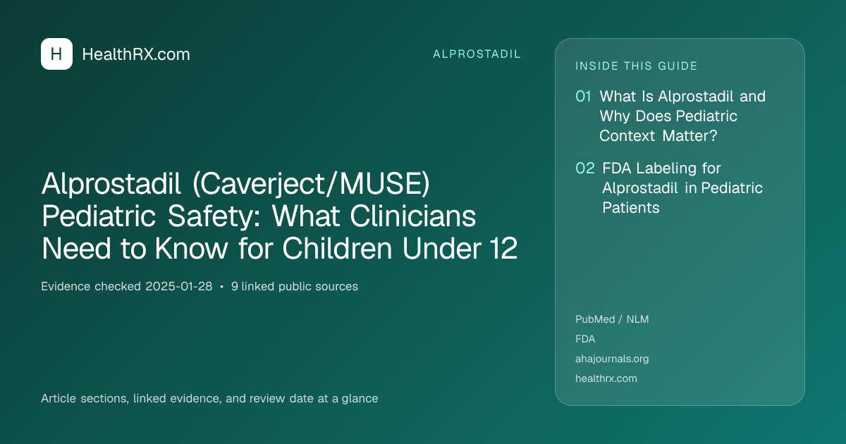 Evidence overview for Alprostadil (Caverject/MUSE) Pediatric Safety: What Clinicians Need to Know for Children Under 12