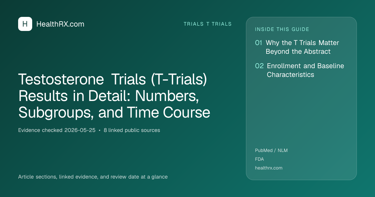 Evidence overview for Testosterone Trials (T-Trials) Results in Detail: Numbers, Subgroups, and Time Course