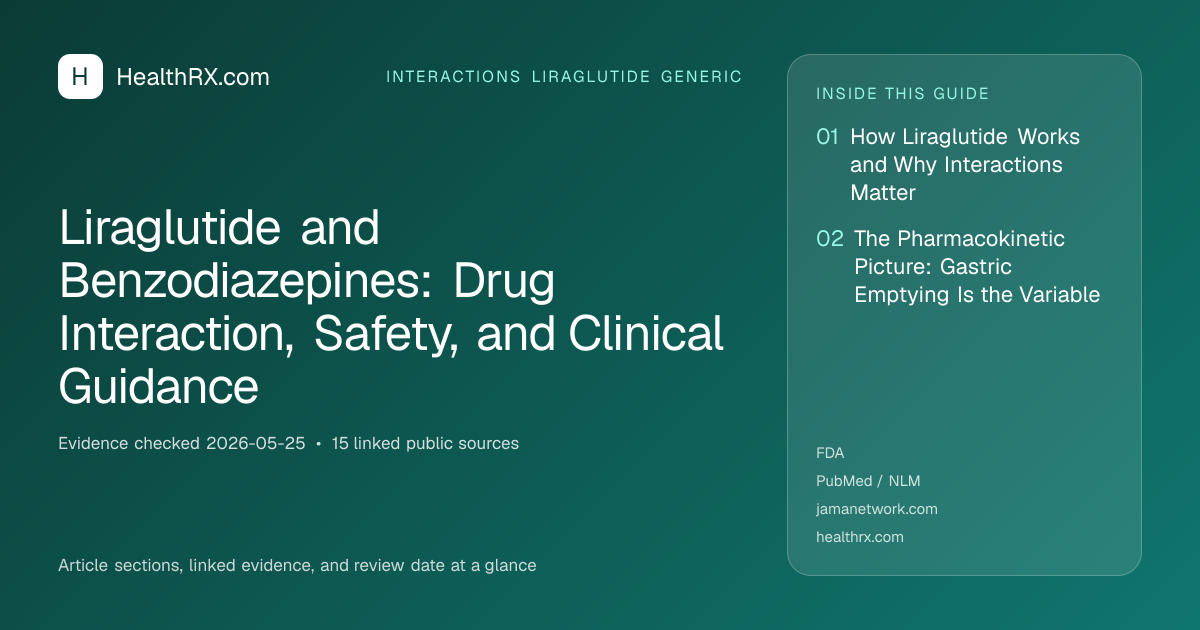 Evidence overview for Liraglutide and Benzodiazepines: Drug Interaction, Safety, and Clinical Guidance