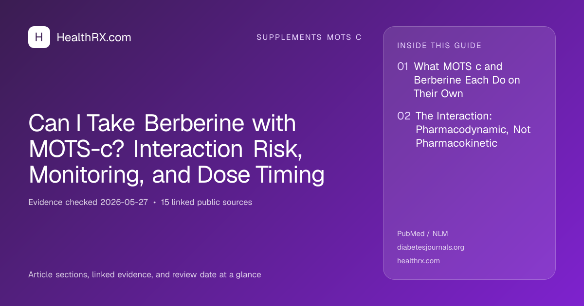 Evidence overview for Can I Take Berberine with MOTS-c? Interaction Risk, Monitoring, and Dose Timing