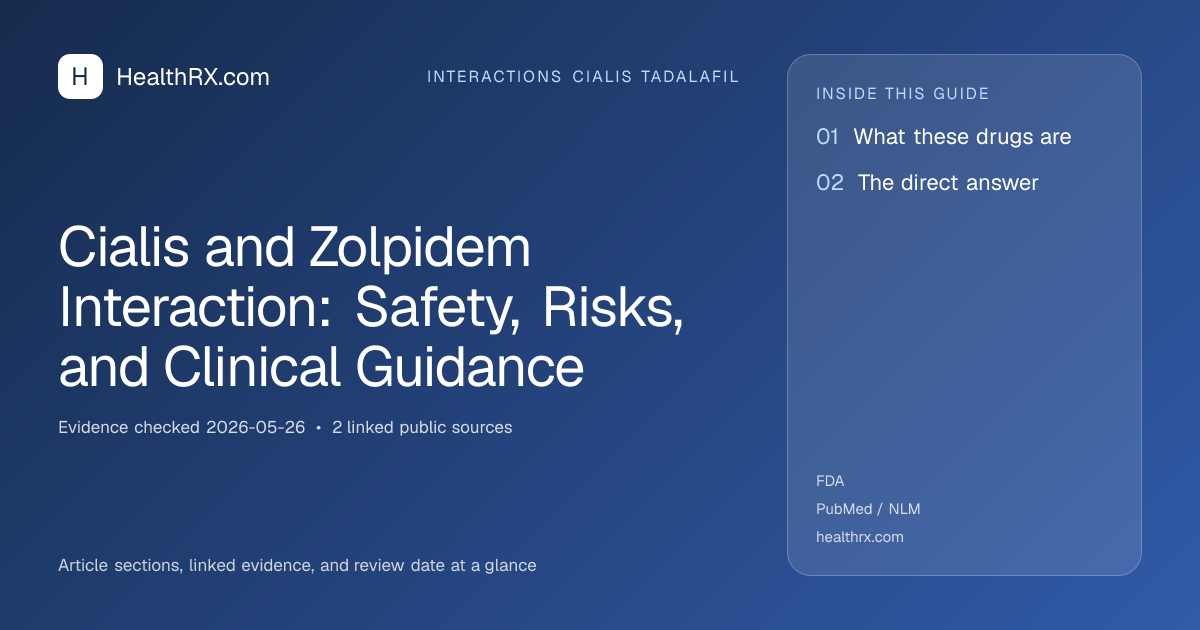 Evidence overview for Cialis and Zolpidem Interaction: Safety, Risks, and Clinical Guidance