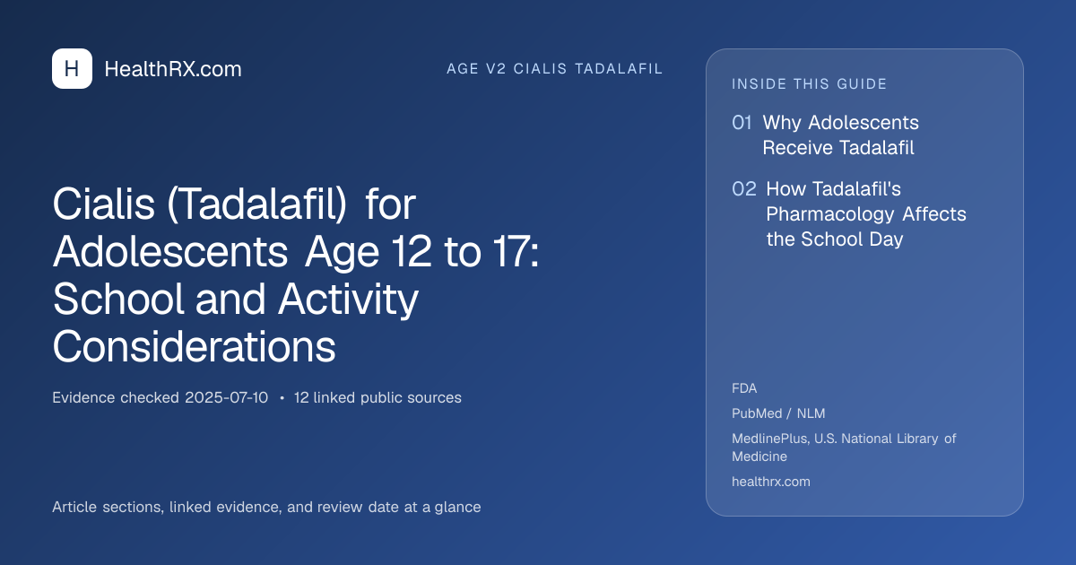 Evidence overview for age v2 cialis tadalafil: Cialis (Tadalafil) for Adolescents Age 12 to 17: School and Activity Considerations