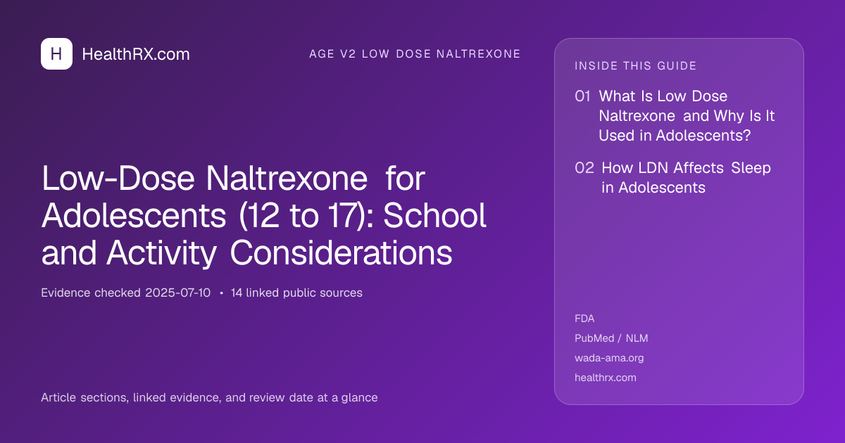 Evidence overview for age v2 low dose naltrexone: Low-Dose Naltrexone for Adolescents (12 to 17): School and Activity Considerations