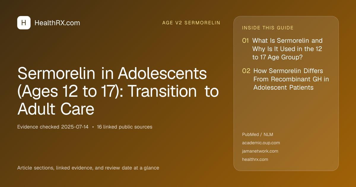 Evidence overview for Sermorelin in Adolescents (Ages 12 to 17): Transition to Adult Care