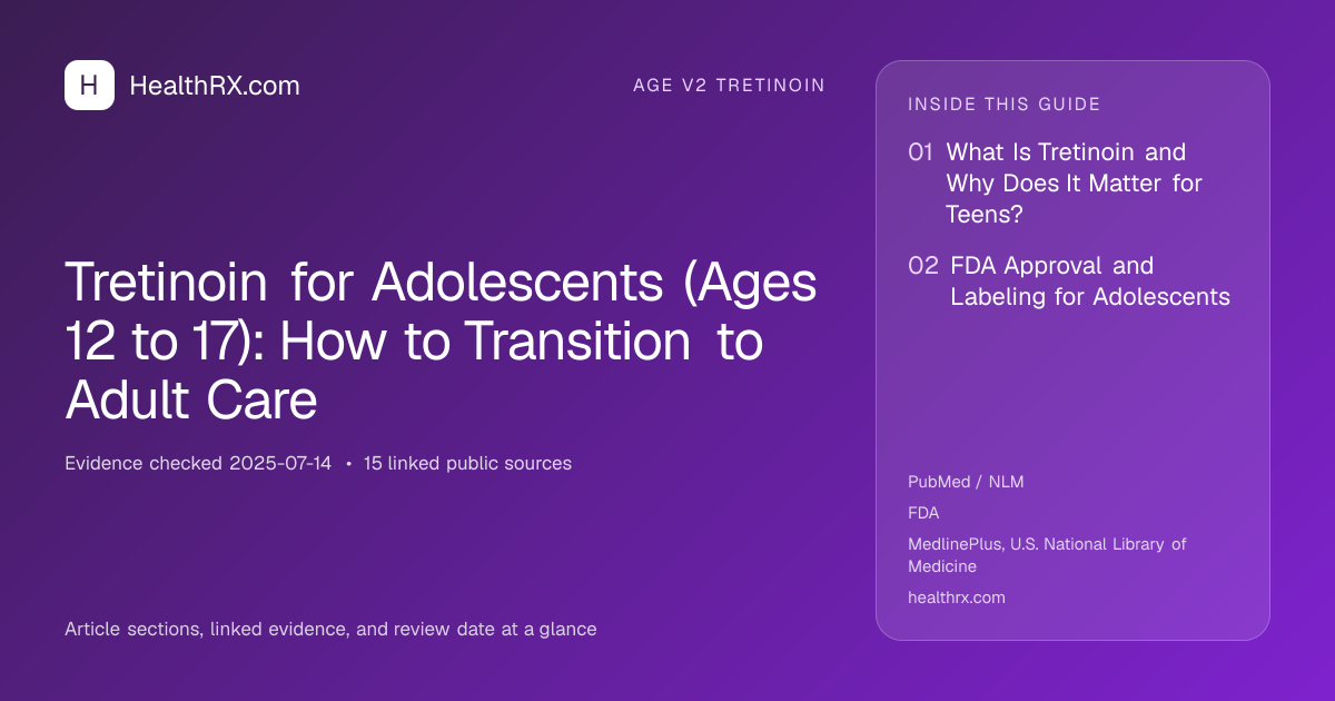 Evidence overview for age v2 tretinoin: Tretinoin for Adolescents (Ages 12 to 17): How to Transition to Adult Care