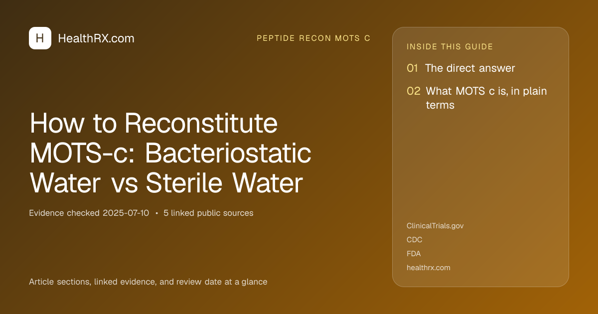 Evidence overview for How to Reconstitute MOTS-c: Bacteriostatic Water vs Sterile Water