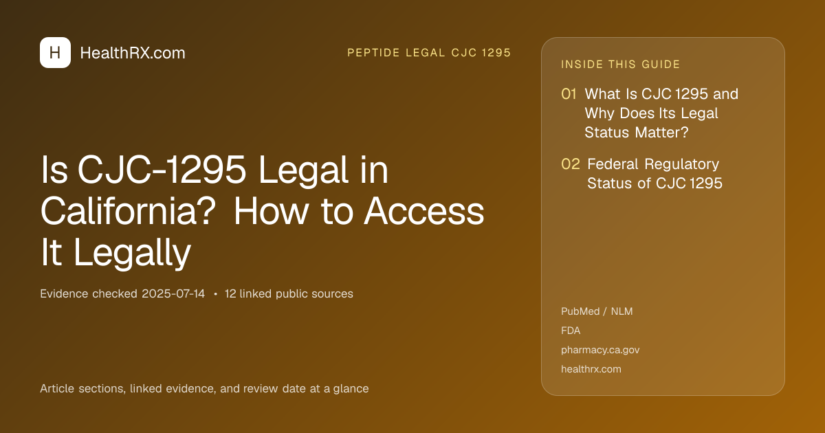 Evidence overview for Is CJC-1295 Legal in California? How to Access It Legally