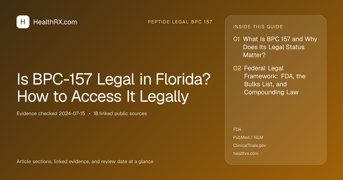Evidence overview for Is BPC-157 Legal in Florida? How to Access It Legally