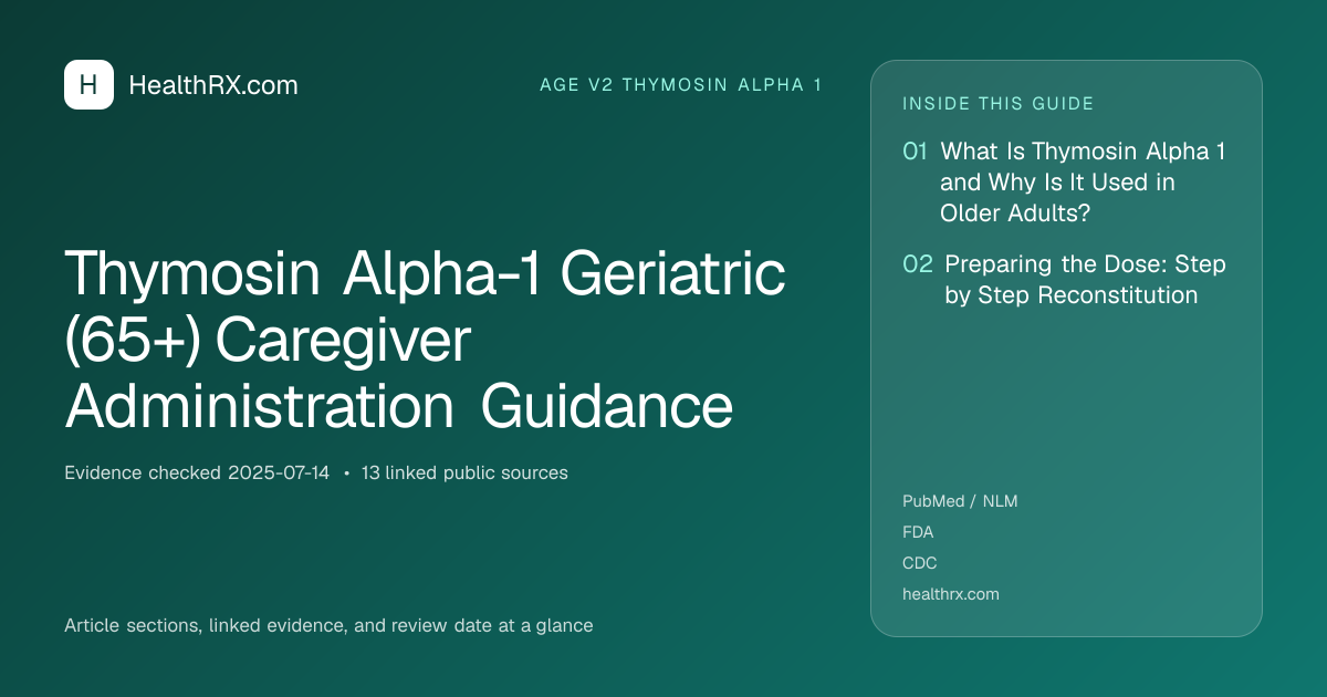 Evidence overview for Thymosin Alpha-1 Geriatric (65+) Caregiver Administration Guidance
