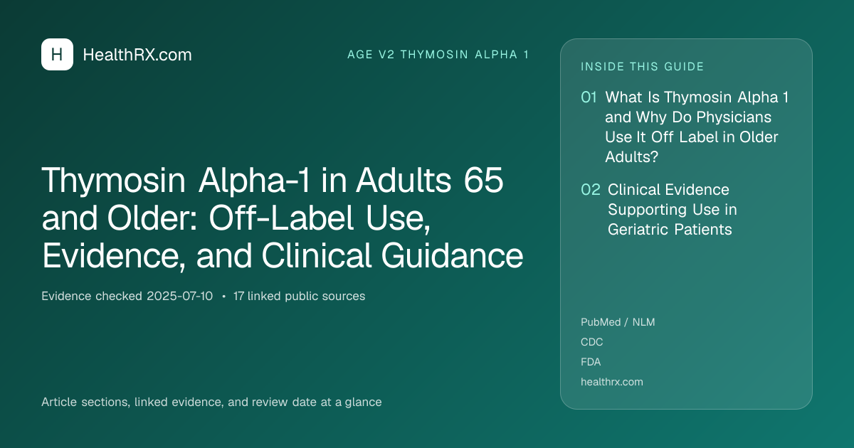 Evidence overview for Thymosin Alpha-1 in Adults 65 and Older: Off-Label Use, Evidence, and Clinical Guidance