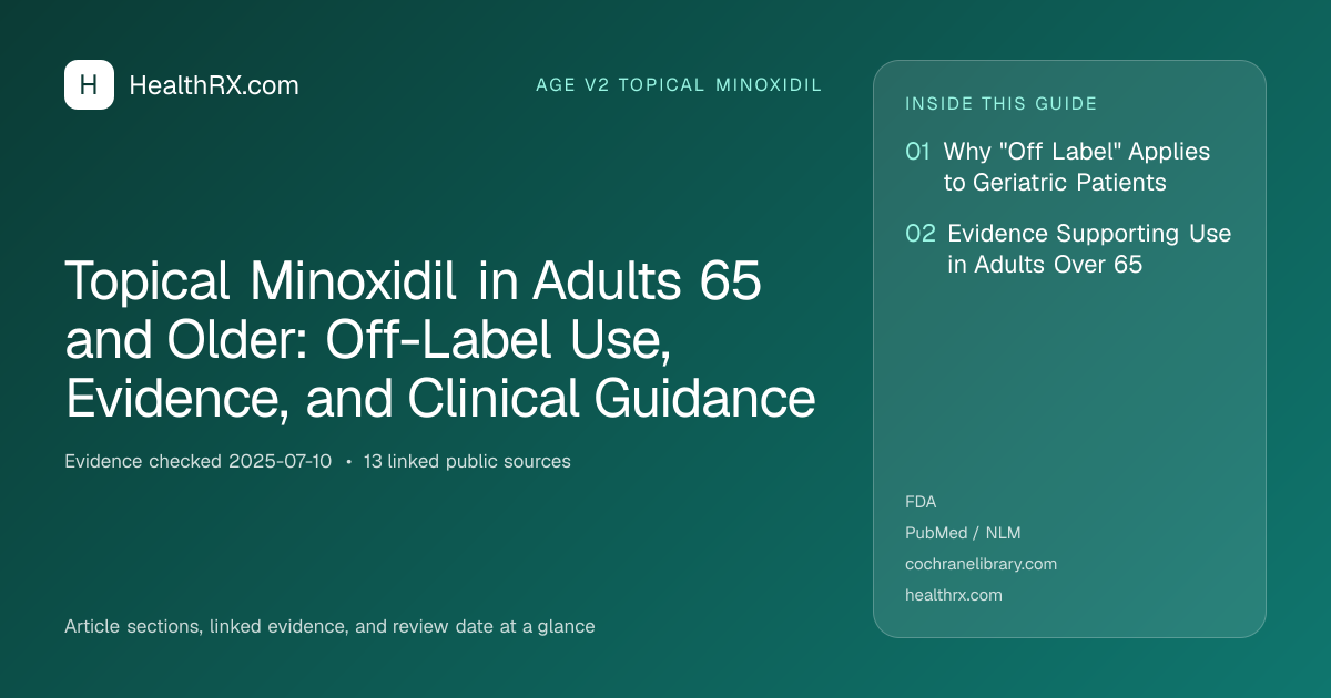 Evidence overview for Topical Minoxidil in Adults 65 and Older: Off-Label Use, Evidence, and Clinical Guidance