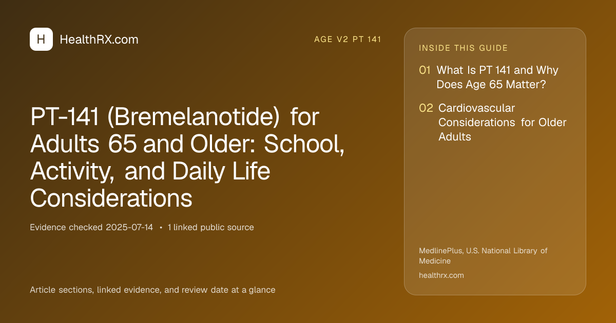 Evidence overview for age v2 pt 141: PT-141 (Bremelanotide) for Adults 65 and Older: School, Activity, and Daily Life Considerations