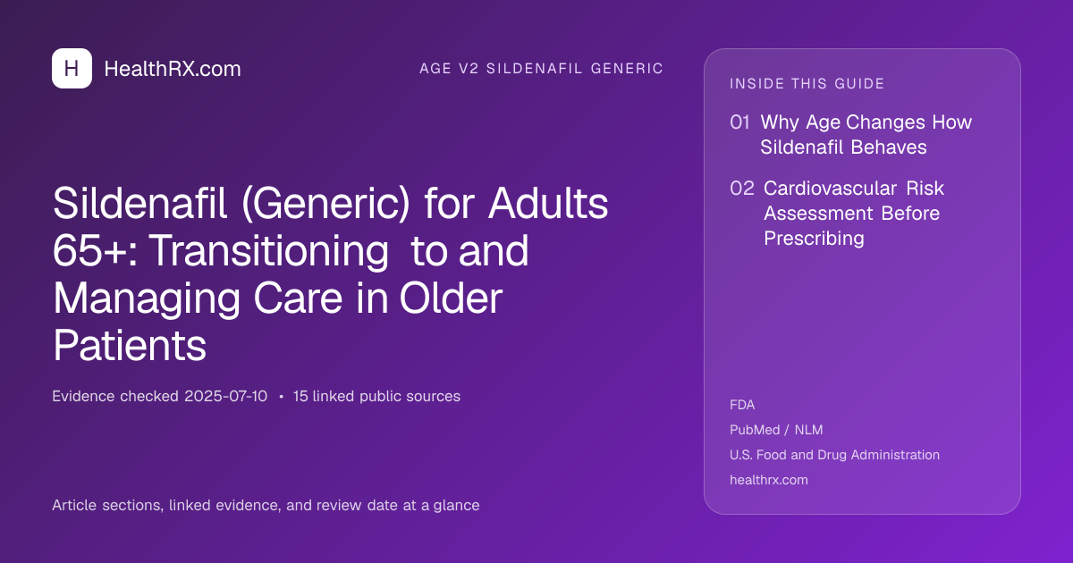 Evidence overview for age v2 sildenafil generic: Sildenafil (Generic) for Adults 65+: Transitioning to and Managing Care in Older Patients