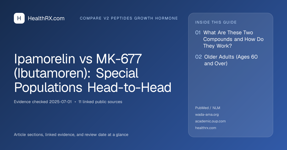 Evidence overview for Ipamorelin vs MK-677 (Ibutamoren): Special Populations Head-to-Head