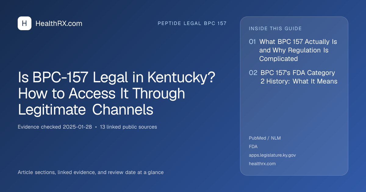 Evidence overview for Is BPC-157 Legal in Kentucky? How to Access It Through Legitimate Channels