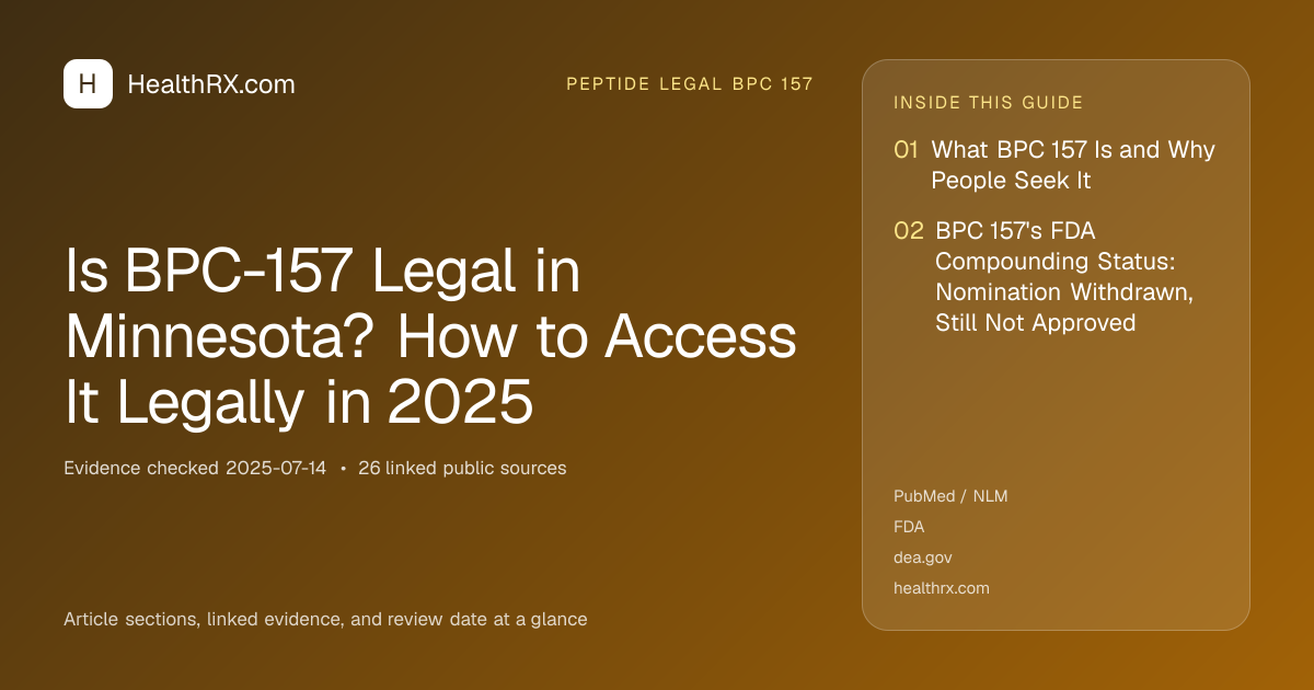 Evidence overview for Is BPC-157 Legal in Minnesota? How to Access It Legally in 2025