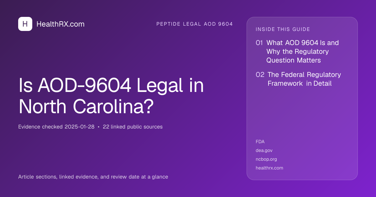 Evidence overview for Is AOD-9604 Legal in North Carolina?