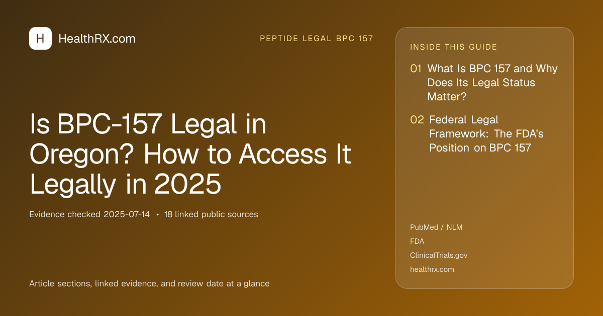 Evidence overview for Is BPC-157 Legal in Oregon? How to Access It Legally in 2025