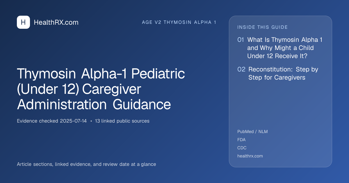 Evidence overview for Thymosin Alpha-1 Pediatric (Under 12) Caregiver Administration Guidance