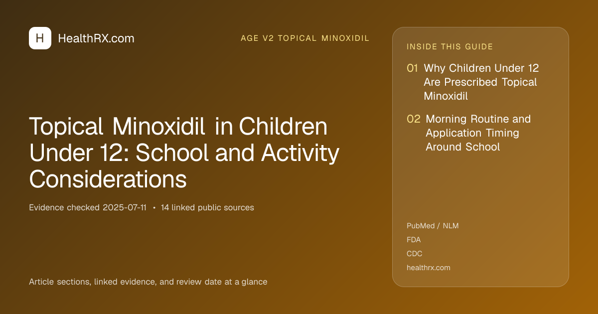 Evidence overview for age v2 topical minoxidil: Topical Minoxidil in Children Under 12: School and Activity Considerations