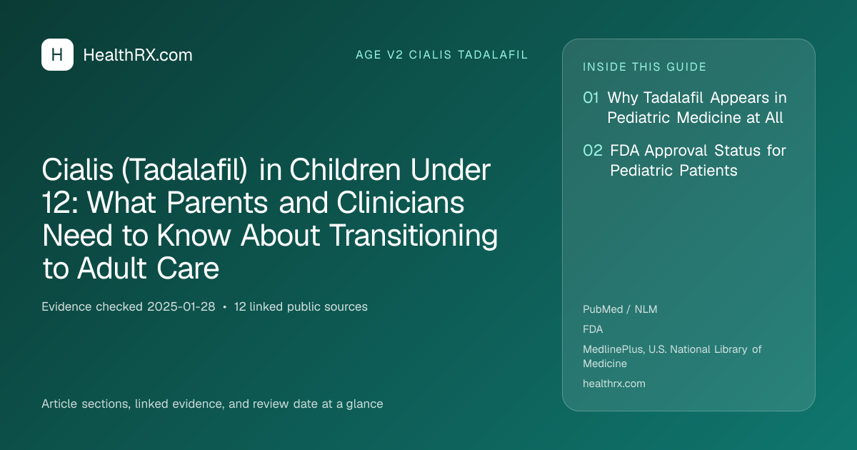 Evidence overview for age v2 cialis tadalafil: Cialis (Tadalafil) in Children Under 12: What Parents and Clinicians Need to Know About Transitioning to Adult Care