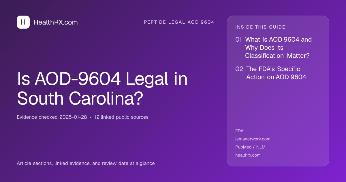 Evidence overview for Is AOD-9604 Legal in South Carolina?