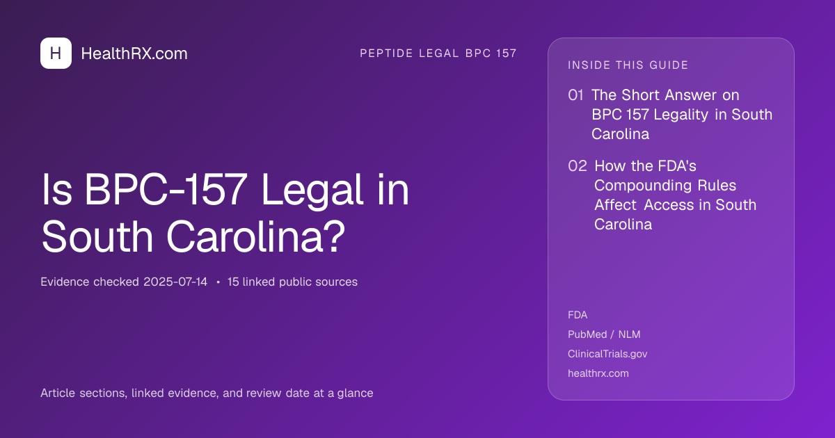 Evidence overview for Is BPC-157 Legal in South Carolina?