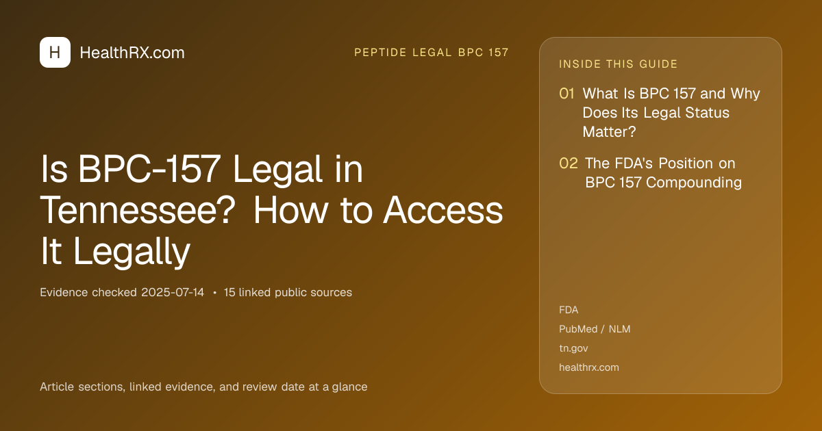 Evidence overview for Is BPC-157 Legal in Tennessee? How to Access It Legally