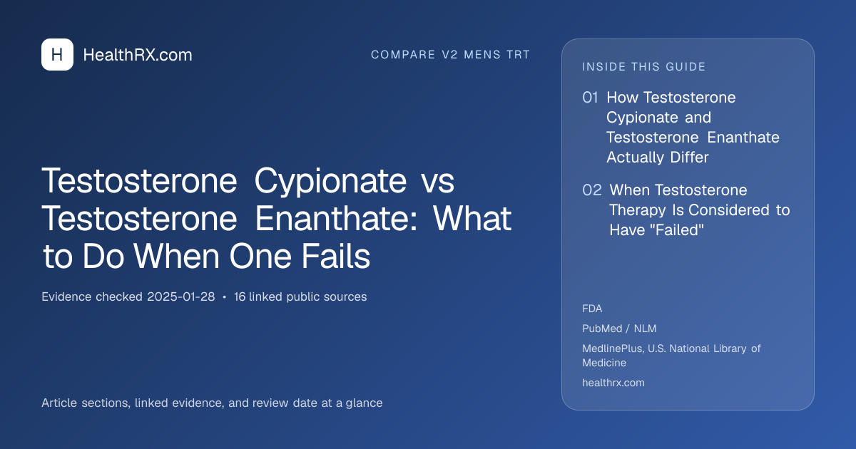 Evidence overview for Testosterone Cypionate vs Testosterone Enanthate: What to Do When One Fails
