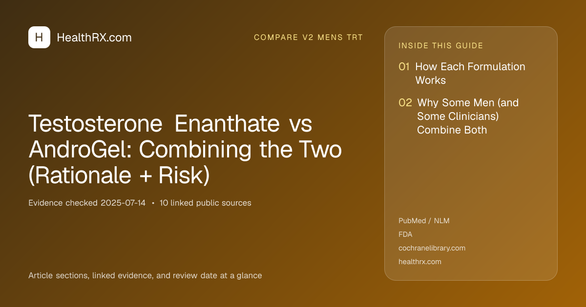 Evidence overview for Testosterone Enanthate vs AndroGel: Combining the Two (Rationale + Risk)