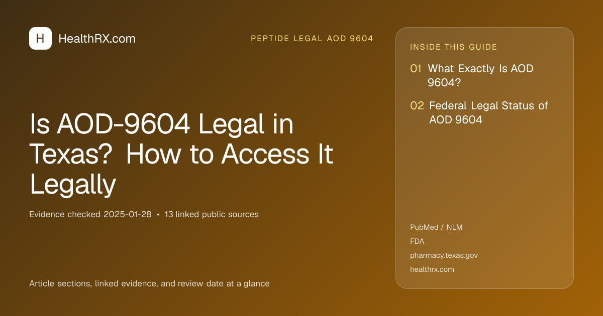 Evidence overview for Is AOD-9604 Legal in Texas? How to Access It Legally