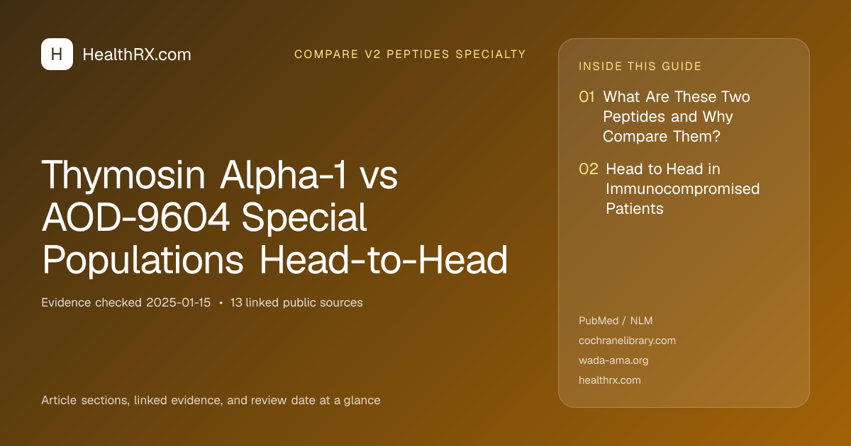 Evidence overview for Thymosin Alpha-1 vs AOD-9604 Special Populations Head-to-Head