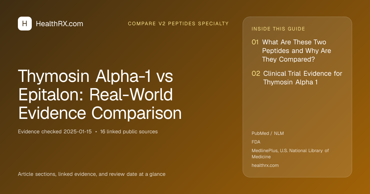 Evidence overview for Thymosin Alpha-1 vs Epitalon: Real-World Evidence Comparison