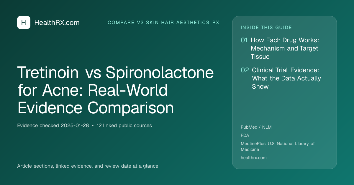 Evidence overview for compare v2 skin hair aesthetics rx: Tretinoin vs Spironolactone for Acne: Real-World Evidence Comparison
